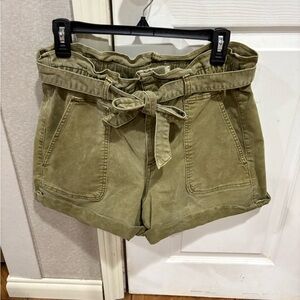 LOFT Olive Green Women's High Waisted Cargo Shorts with Tie Belt